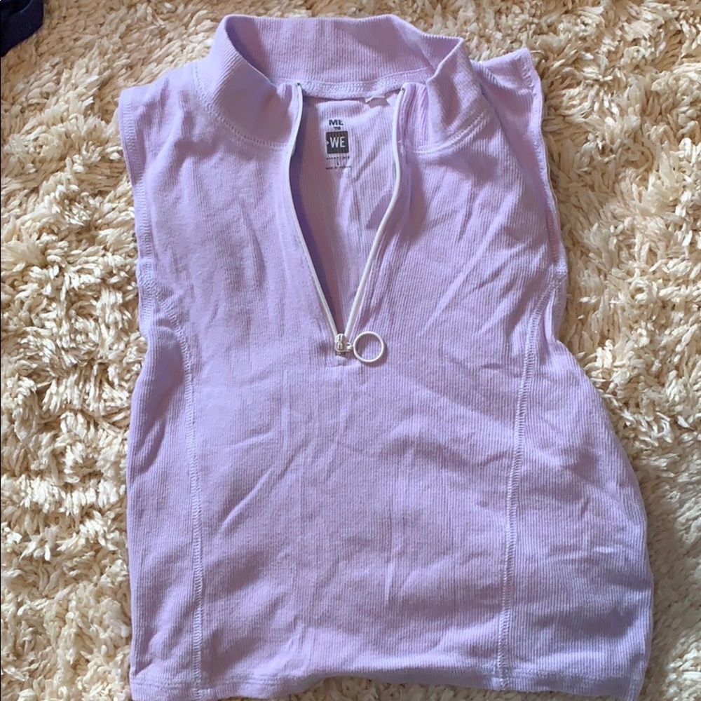 Me to We Lavender Zip Mock Neck Tank NWT